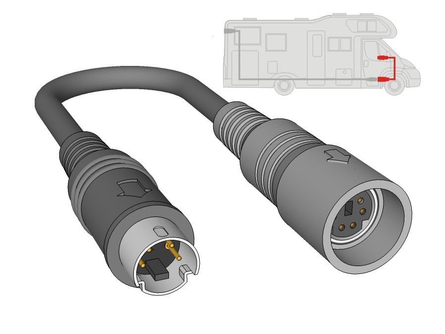 Adapterk. 4Pin Mini DIN Stecker - 6Pin Mini DIN WAECO Buchse